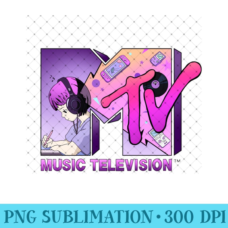 Mademark x MTV - The official MTV Logo in anime gamer style - Printable PNG Images - Lifetime Access To Purchased Files