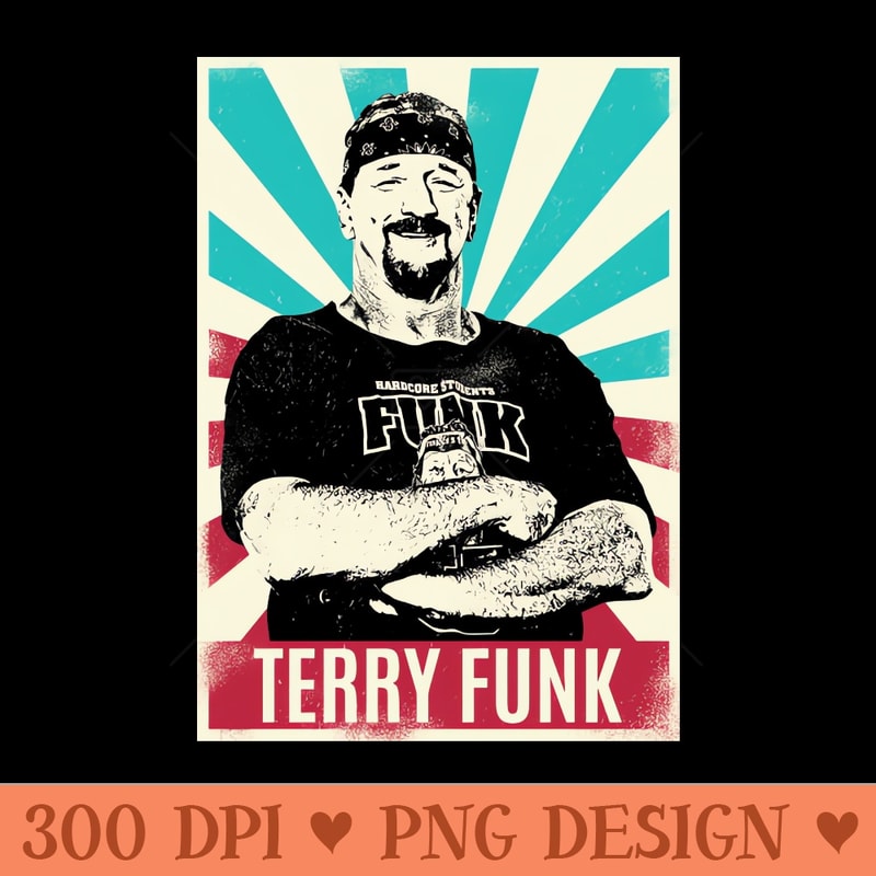 Vintage Retro Terry Funk Wrestling - High Quality PNG Files - Unlock Vibrant Sublimation Designs