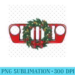 jeep holiday wreath 7-slot grille - printable png images