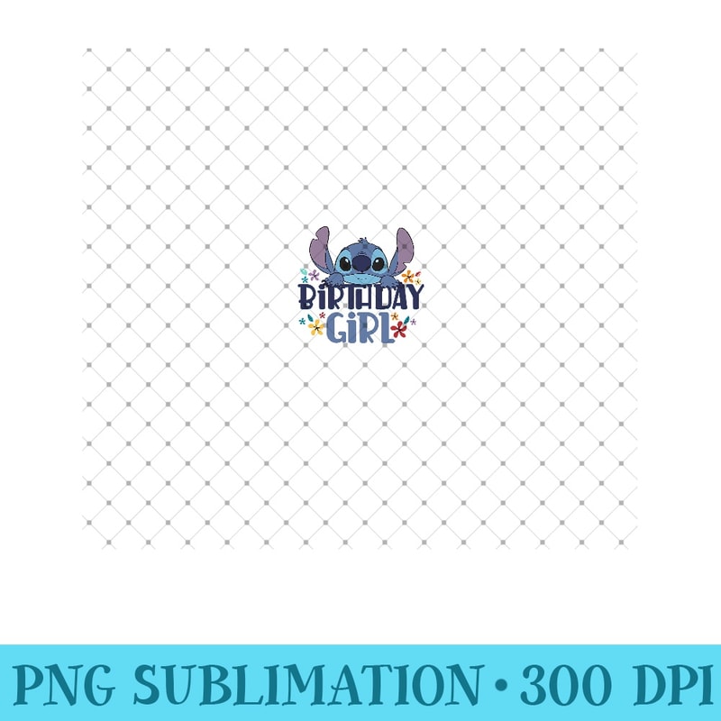 Disney Lilo & Stitch Birthday Girl Stitch Floral Birthday Premium - PNG Design Files - Add a Festive Touch to Every Day