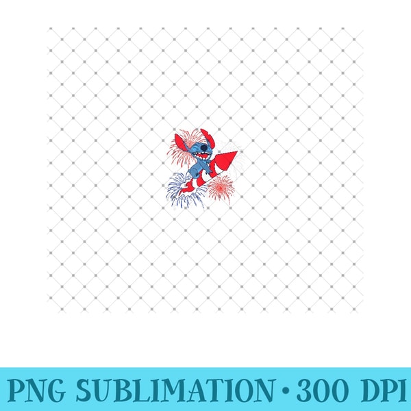 Disney Lilo & Stitch 4th Of July Stitch Fireworks Rider - Digital PNG Artwork - Bold & Eye-catching