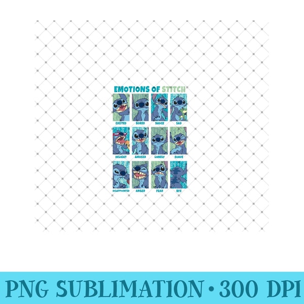 Disney Lilo & Stitch Emotions Of Stitch Box Up Panels - PNG design downloads - Easy-To-Print And User-Friendly Designs