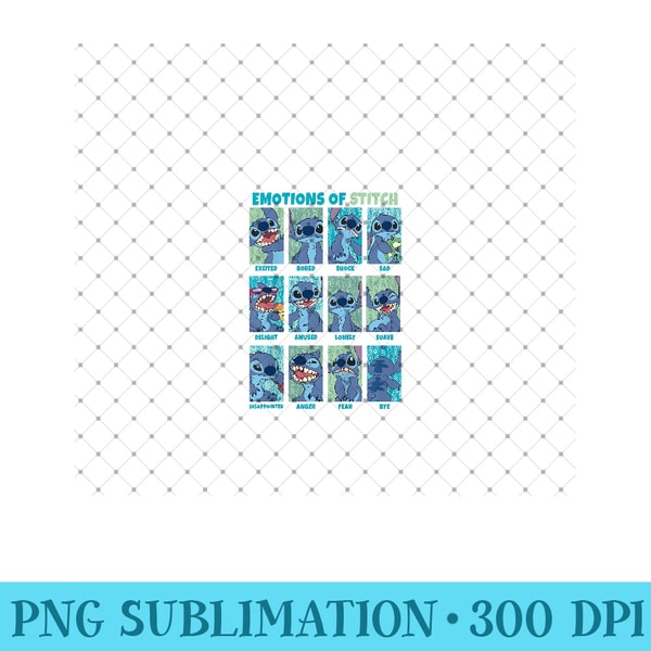 Disney Lilo & Stitch Emotions Of Stitch Mood Panels Logo - Digital PNG Downloads - Transform Your Sublimation Creations