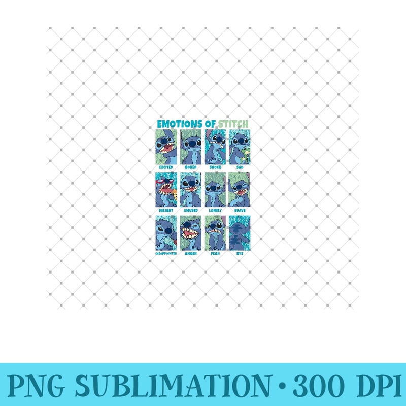 Disney Lilo & Stitch Emotions Of Stitch Mood Panels Logo - Digital PNG Downloads - Transform Your Sublimation Creations