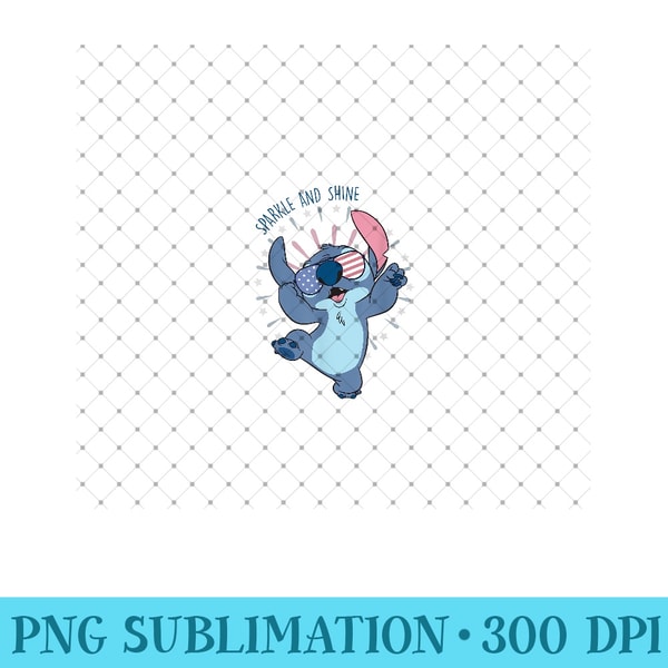 Disney Lilo & Stitch 4th Of July Sparkle & Shine Stitch - Printable PNG Graphics - Create with Confidence
