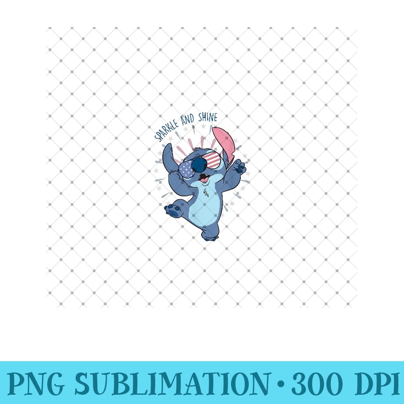 Disney Lilo & Stitch 4th Of July Sparkle & Shine Stitch - Printable PNG Graphics - Create with Confidence