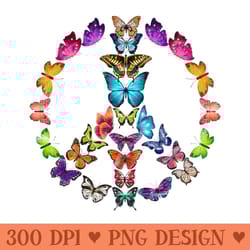butterfly peace sign colorful butterflies hippie 60s 70s - high quality png files