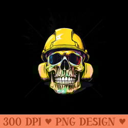 skull in a hard hat construction blue collar worker trades - trendy png designs