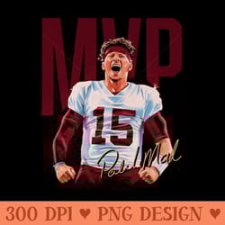 patrick mahomes ii kansas city mvp shine - png design assets - perfect for sublimation mastery