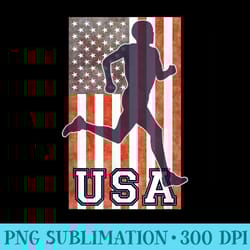 usa mens running track field team american flag runner - download transparent graphic