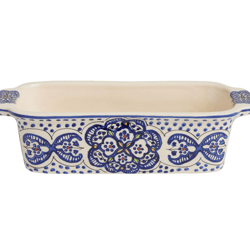 Tunis White and Blue Ceramic Loaf Pan
