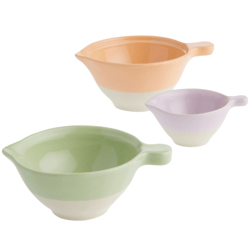 Joana Small Pastel Ceramic Nesting Prep Bowls 3 Piece Set