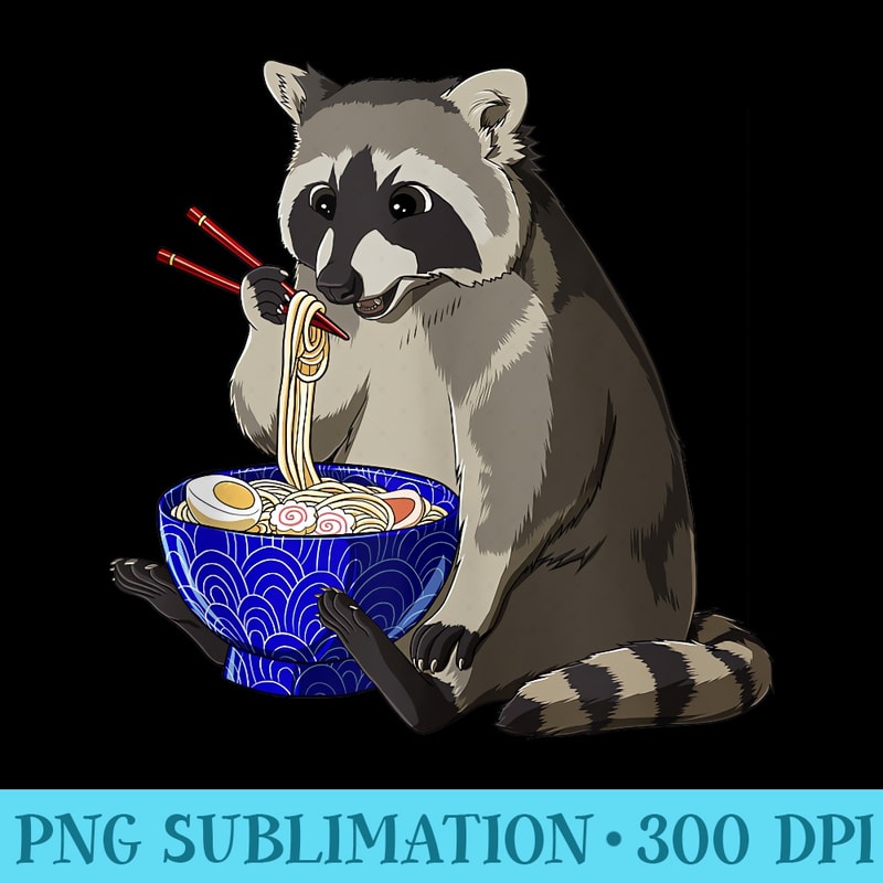 Japanese Noodles Kawaii Ramen Bowl Funny Raccoon - Trendy PNG Designs - Premium Quality PNG Artwork