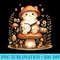 Cottagecore Cat Banjo on Mushroom Cat Aesthetic Kawaii Kitty - Sublimation printables PNG download - Bring Your Designs to Life