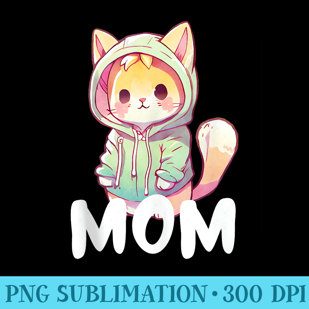 Mom with Kawaii Cat - Free PNG Download - Fashionable and Fearless