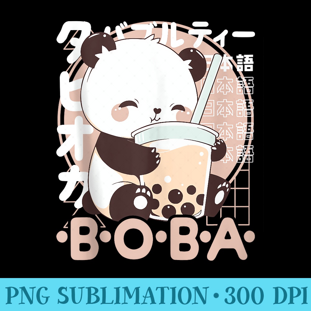 Panda Boba Tea Kawaii Bubble Tea Panda Anime Neko Panda Bear - PNG File Download - Perfect for Personalization