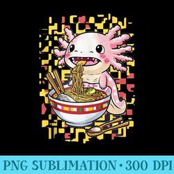 anime kawaii axolotl eating ramen noodles n girl - png download transparent background