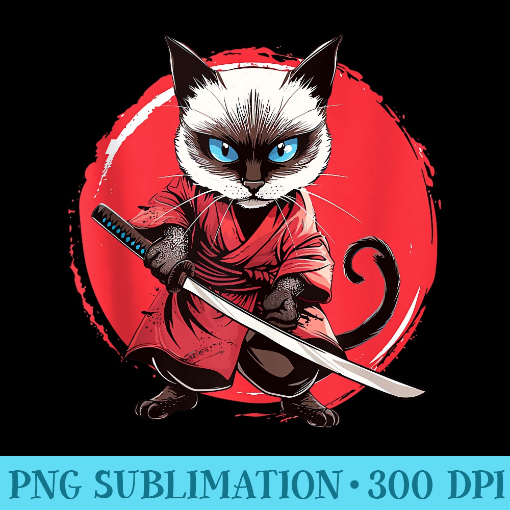 Siamese Cat Japanese Samurai Kawaii Ninja Cat - PNG Download Gallery - Unleash Your Inner Rebellion