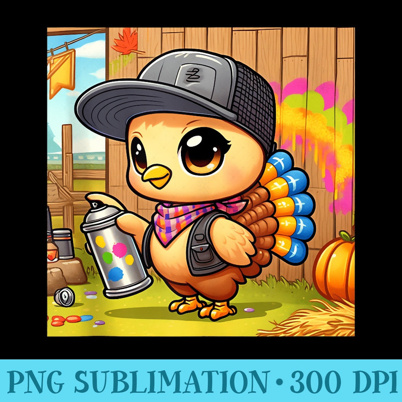 Kawaii Turkey Graffiti The Turkeys Artist - Digital PNG Artwork - Limited Edition And Exclusive Designs