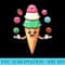 Kawaii Ice Cream Cone Juggling Scoops Cute Funny Ice Cream - Trendy PNG Designs - Instantly Transform Your Sublimation Projects