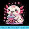 Mens Beautiful gift idea funny bubble tea design axolotl boba - Unique Sublimation PNG Download - Quick And Seamless Download Process