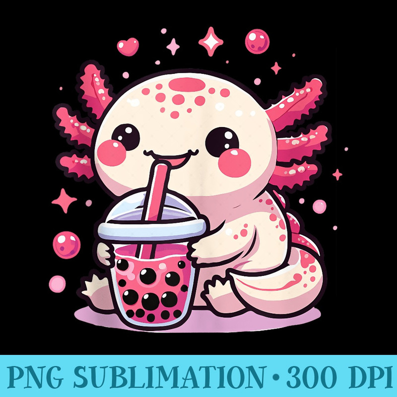 Mens Beautiful gift idea funny bubble tea design axolotl boba - Unique Sublimation PNG Download - Quick And Seamless Download Process
