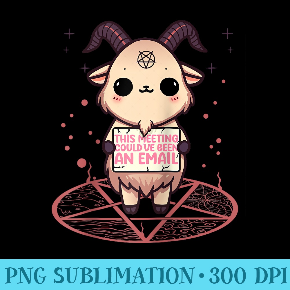 This Meeting Could have Been An Email Cute Kawaii Demon Goat Raglan Baseball - Blank Shirt Template PNG - Trendsetting And Modern Collections