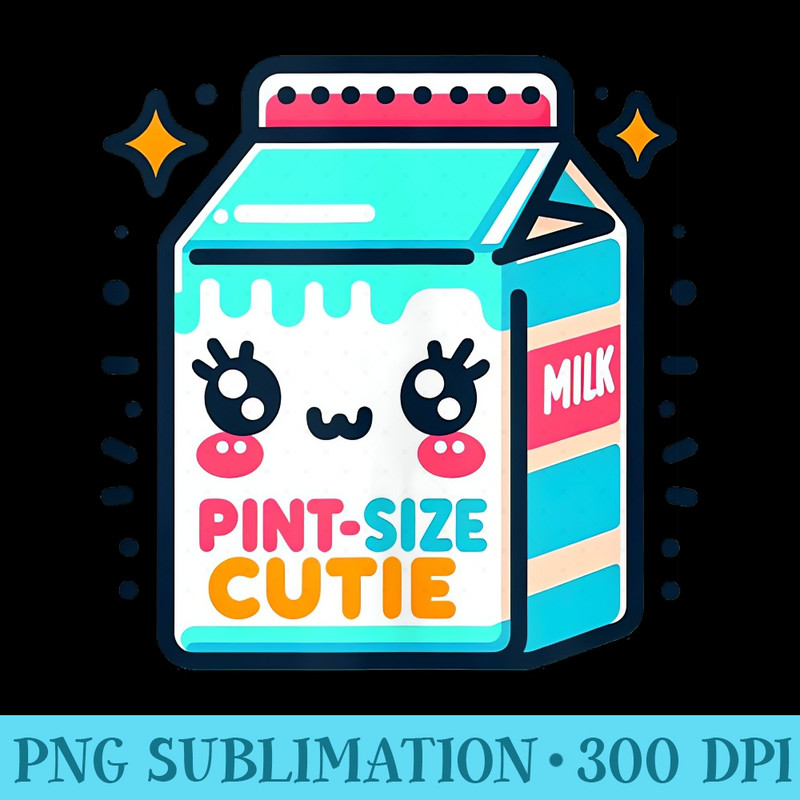 Pint Sized Cutie Milk Carton Kawaii Blue Pink Fun - Shirt Illustration PNG - Unlock Vibrant Sublimation Designs