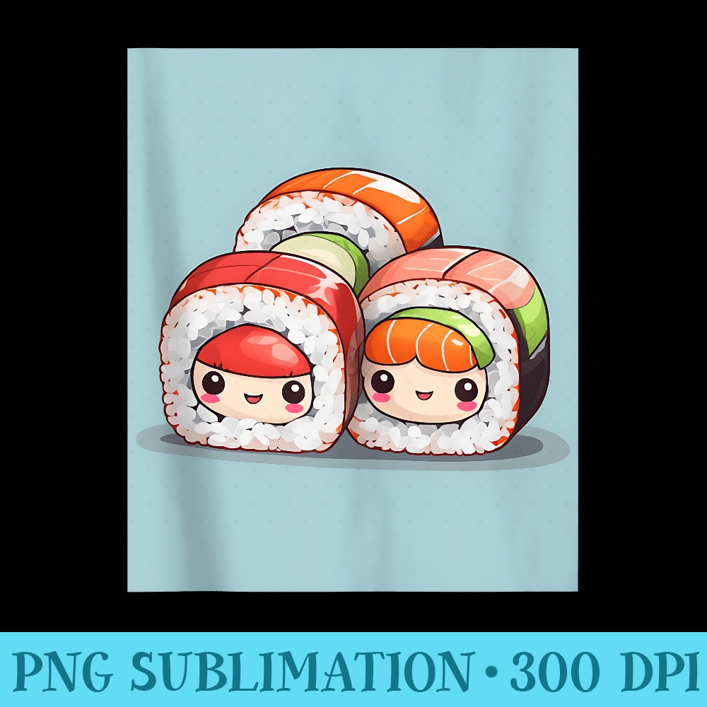 Kawaii Sushi Cute Chibi Japanese Stuff Design Print - PNG Download Artwork - Bold & Eye-catching
