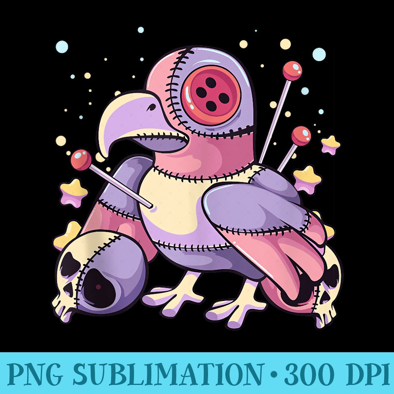 Pastel Goth Kawaii Menhera Yami Sad Voodoo Doll Crow - Casual Shirt PNG - Perfect for Creative Projects