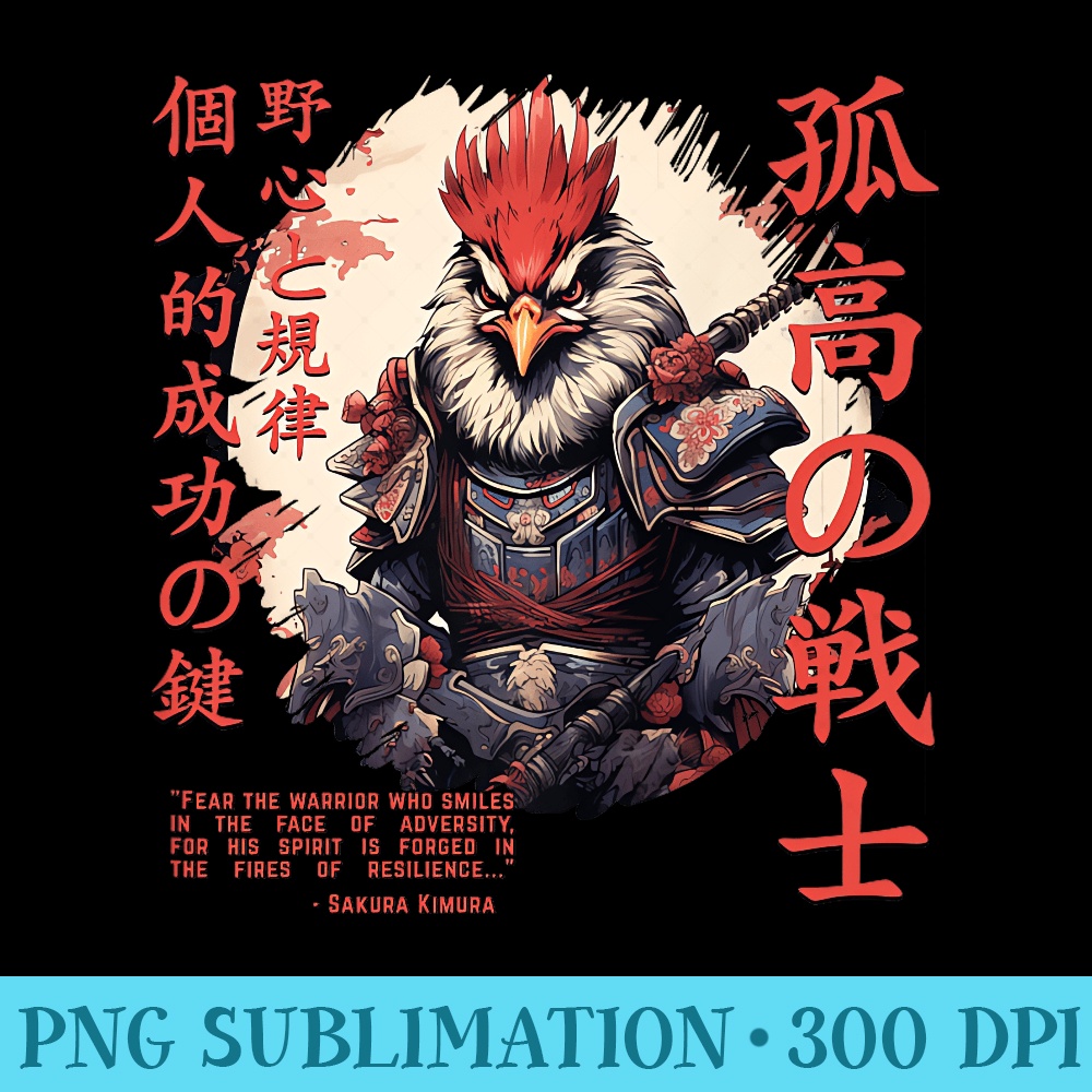 Backprint Samurai Chicken Warrior Japanese Ninja Kawaii - Shirt Printing Template PNG - Vibrant and Eye-Catching Typography