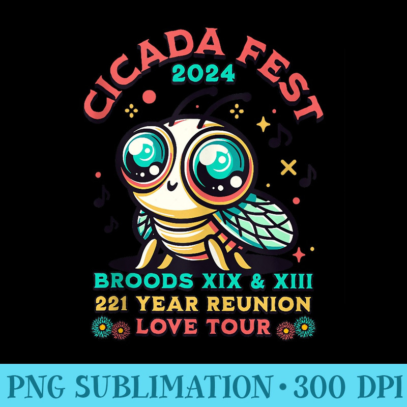 Kawaii Cicada Brood X Magicicada Invasion 2024 Love Tour - PNG Download Database - Easy-To-Print And User-Friendly Designs