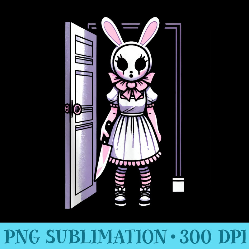 Pastel Goth Bunny Rabbit Mask Girl Horror Slasher Anime Alt - Shirt Drawing PNG - Eco Friendly And Sustainable Digital Products