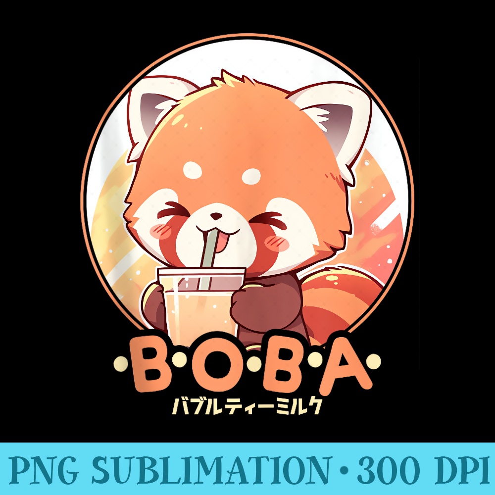 Kawaii Red Panda Boba Anime Red Panda Loving Bubble Tea Neko - PNG Download High Quality - Add a Festive Touch to Every Day