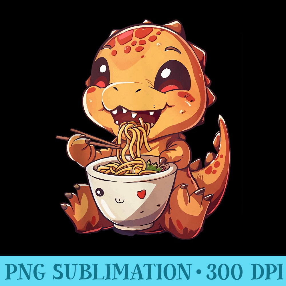 Dinosaur Loving Ramen Kawaii Japanese Neko TRex Anime - Shirt Mockup Download - Bold & Eye-catching