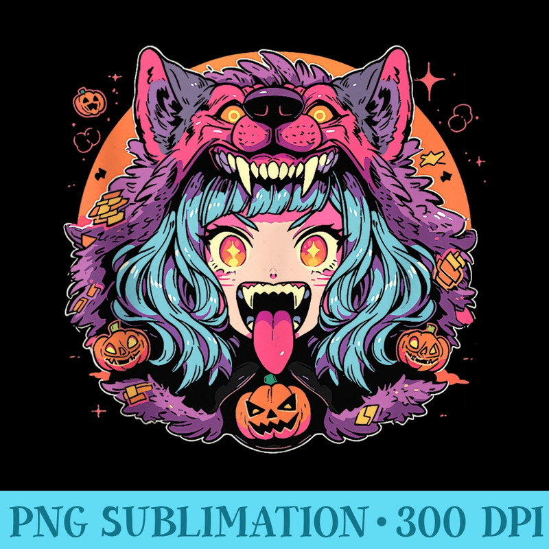 Kawaii Anime Aesthetic Pastel Goth Halloween - Ready To Print PNG Designs - Perfect for Creative Projects