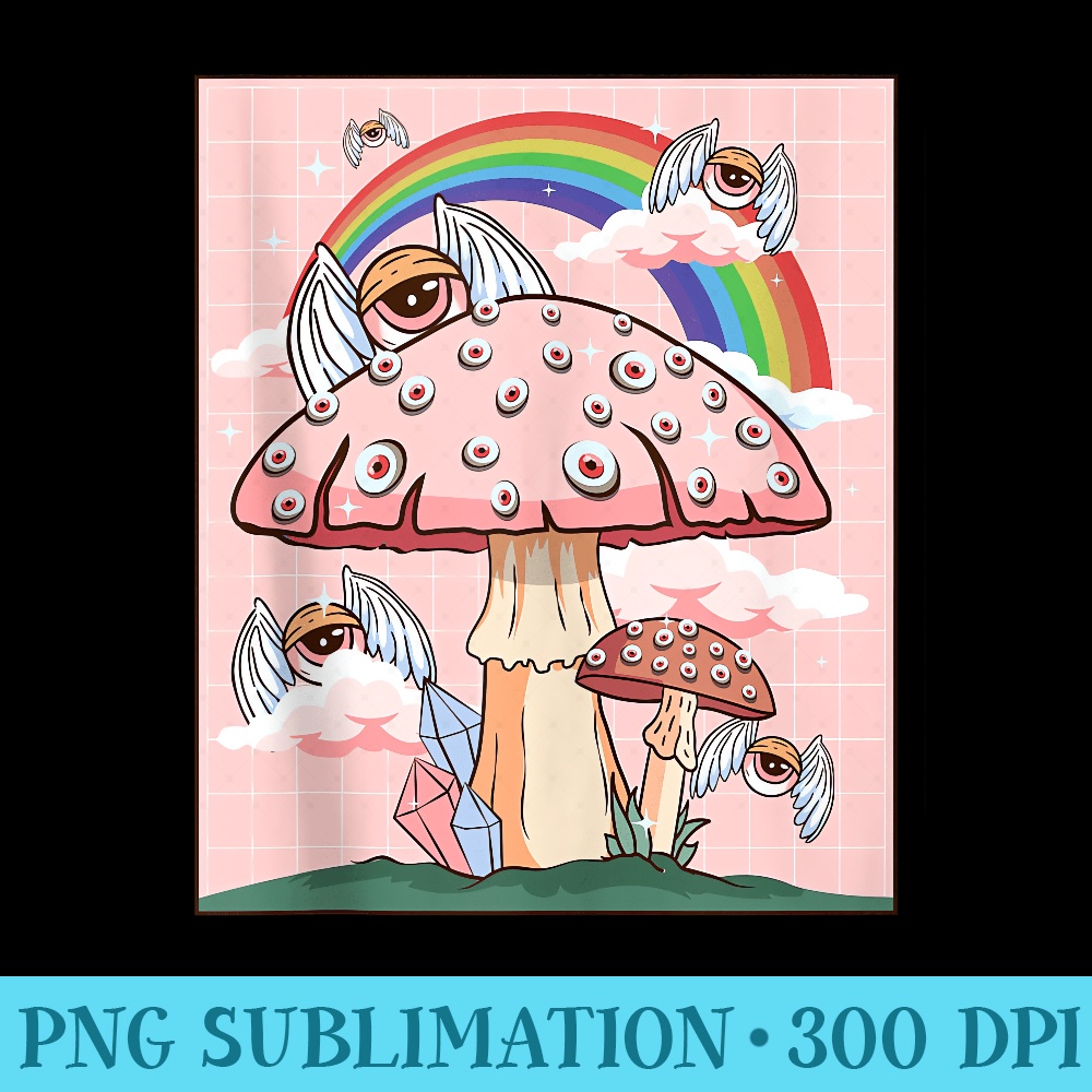 Weirdcore Aesthetic Cottagecore Kawaii Mushroom Eyes - Trendy PNG Designs - High Resolution And Print-Ready Designs