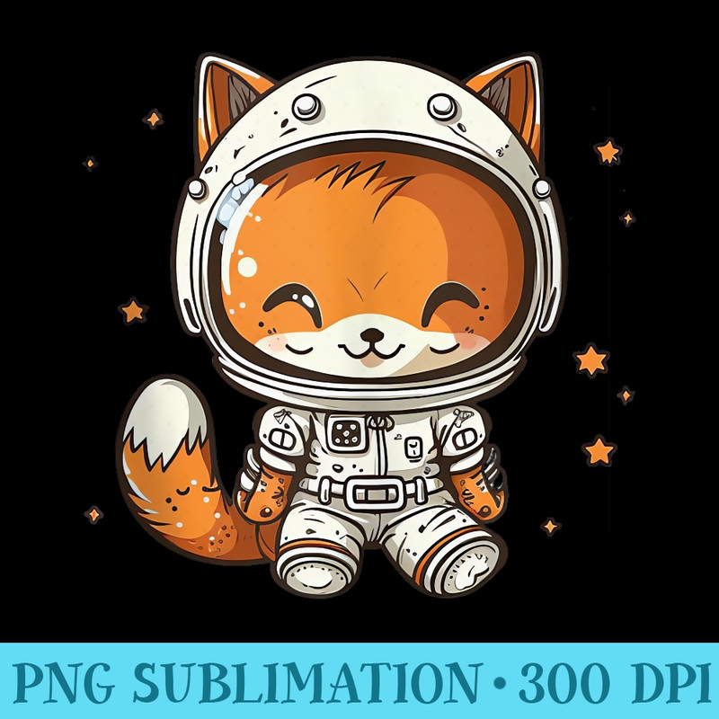 Kawaii Cute Happy Astronaut Fox Astro Animal Space Lover - PNG Download Resource - Limited Edition And Exclusive Designs