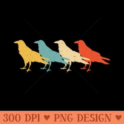 crow vintage retro raven bird lover 60s 70s - high quality png files