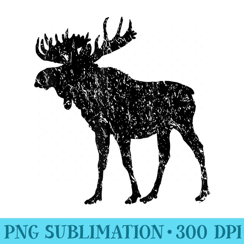 Distressed Moose Gear Vintage Silhouette Weathered Design - PNG Image Gallery Download - Create with Confidence