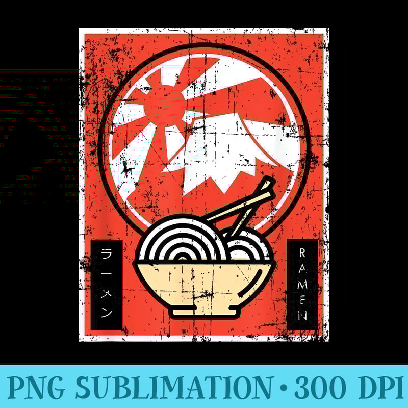 Japanese Ramen Noodle Lover Mt Fuji Anime - Printable PNG Graphics - Vibrant and Eye-Catching Typography