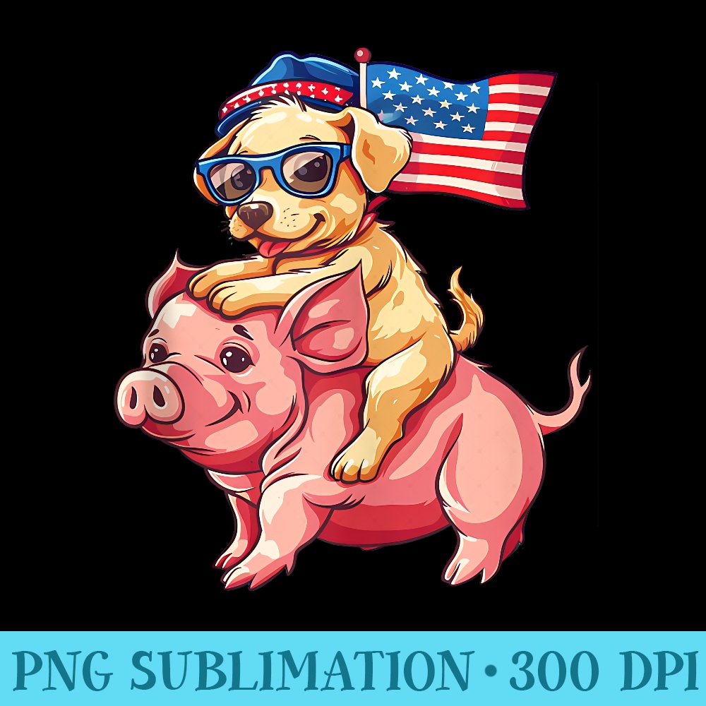 Fourth Of July Dog Pig 4th Of July American Flag Patriotic - High Resolution PNG Artwork - Instantly Transform Your Sublimation Projects