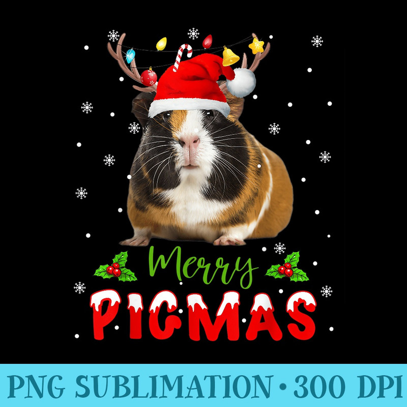 Merry Pigmas Face Mask Funny Guinea Pig Christmas Santa - Download PNG Graphic - Instant Access To Downloadable Files