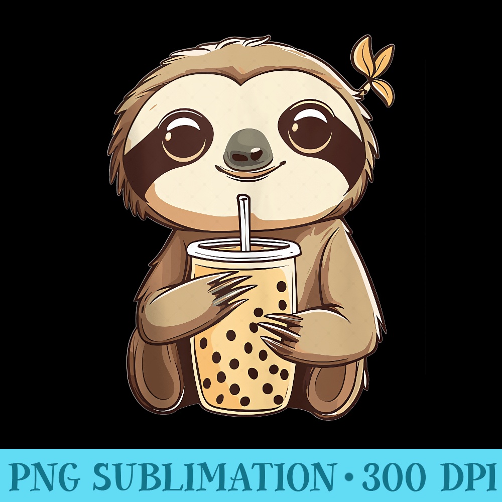 Kawaii Sloth Drinking Bubble Tea Boba Anime Cute Graphic - PNG Image Library Download - Quick And Seamless Download Process