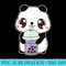 Kawaii Cute Boba Panda Bear Taro Bubble Pearl Milk Tea - Shirt Template Transparent - Perfect for Personalization