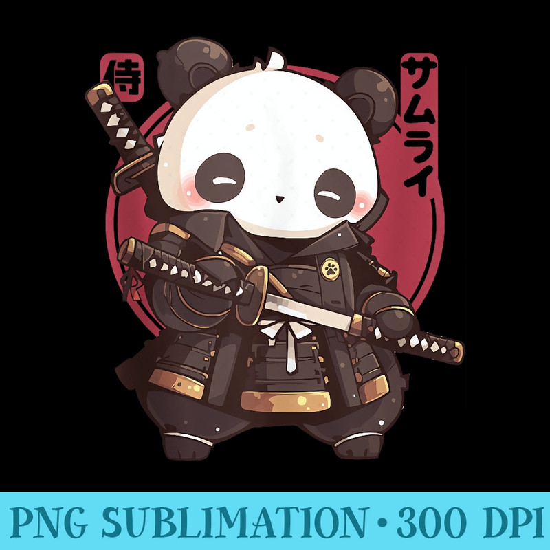 Neko Samurai Panda - Shirt Clipart Free PNG - Perfect for Sublimation Art