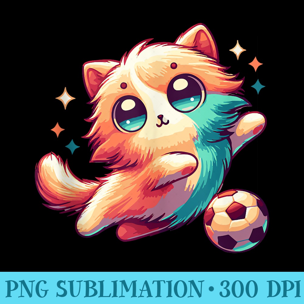 Fun Kawaii Soccer Cat for Sports Enthusiast - Shirt Graphics for Download - Unleash Your Inner Rebellion