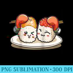 kawaii sushi with boxing gloves raglan baseball - sublimation backgrounds png