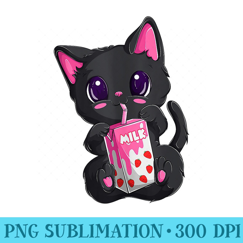 Strawberry Shake Strawberry Milk Cat Kawaii Neko Anime Girls - Shirt Clipart Free PNG - Create with Confidence