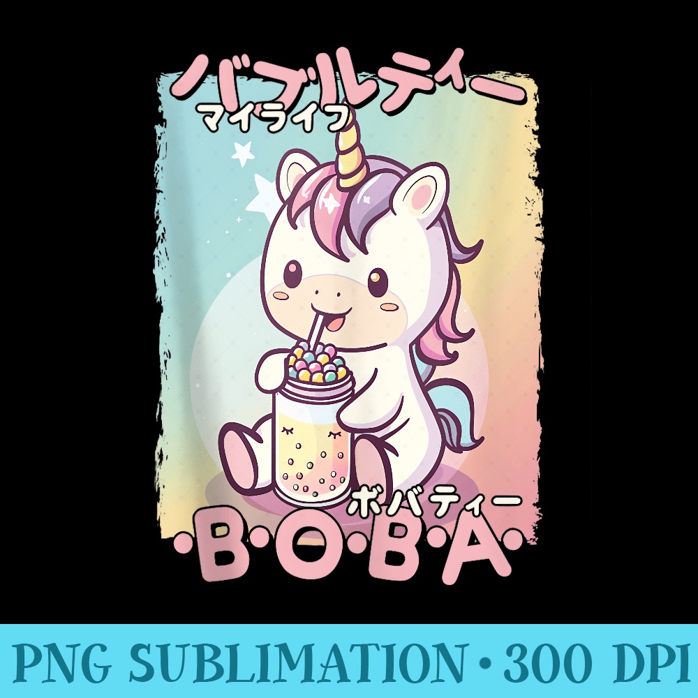 Kawaii Unicorn Boba Anime Unicorn Loving Bubble Tea Neko - PNG Download High Quality - Capture Imagination with Every Detail